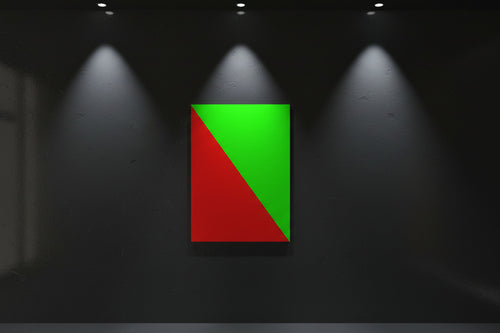Aluminium Kunstdruck Geometric im Wohnzimmer – abstraktes Metallbild mit geometrischem Muster an der Wand