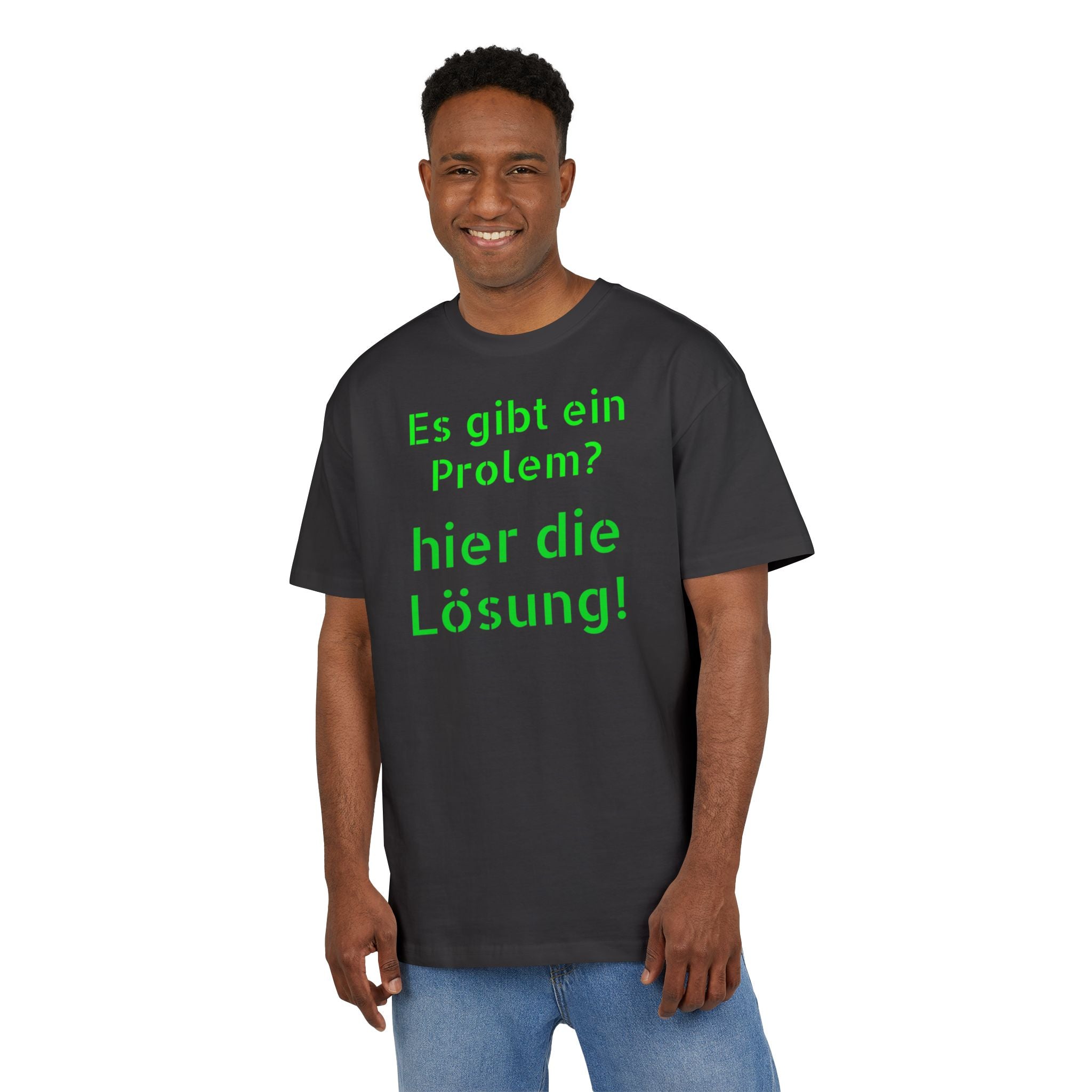 Detailansicht T-Shirt Problemlösung – schweres Baumwoll-Material, robuste Qualität und saubere Verarbeitung