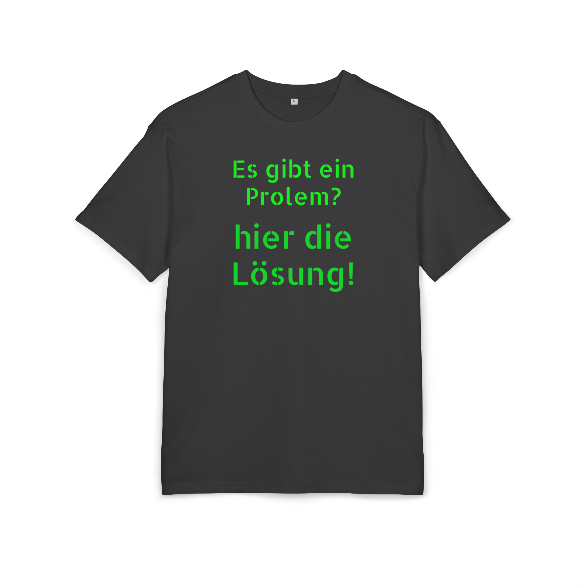     T-Shirt Edition Problemlösung aus 100% Baumwolle – hochwertiges schwarzes Shirt im Wohnzimmer-Stil

