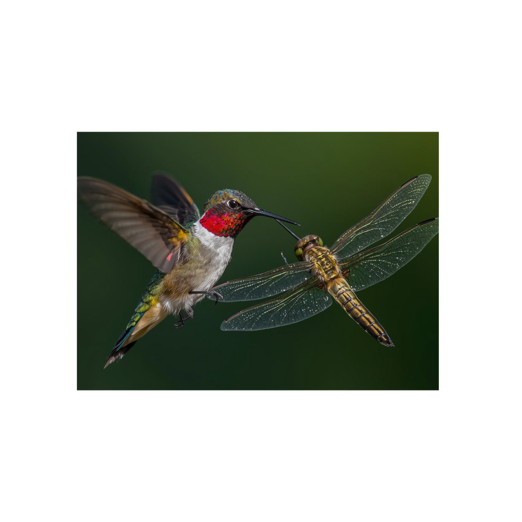 Vollansicht. Aludruck Kolibri und Libelle Naturfotografie