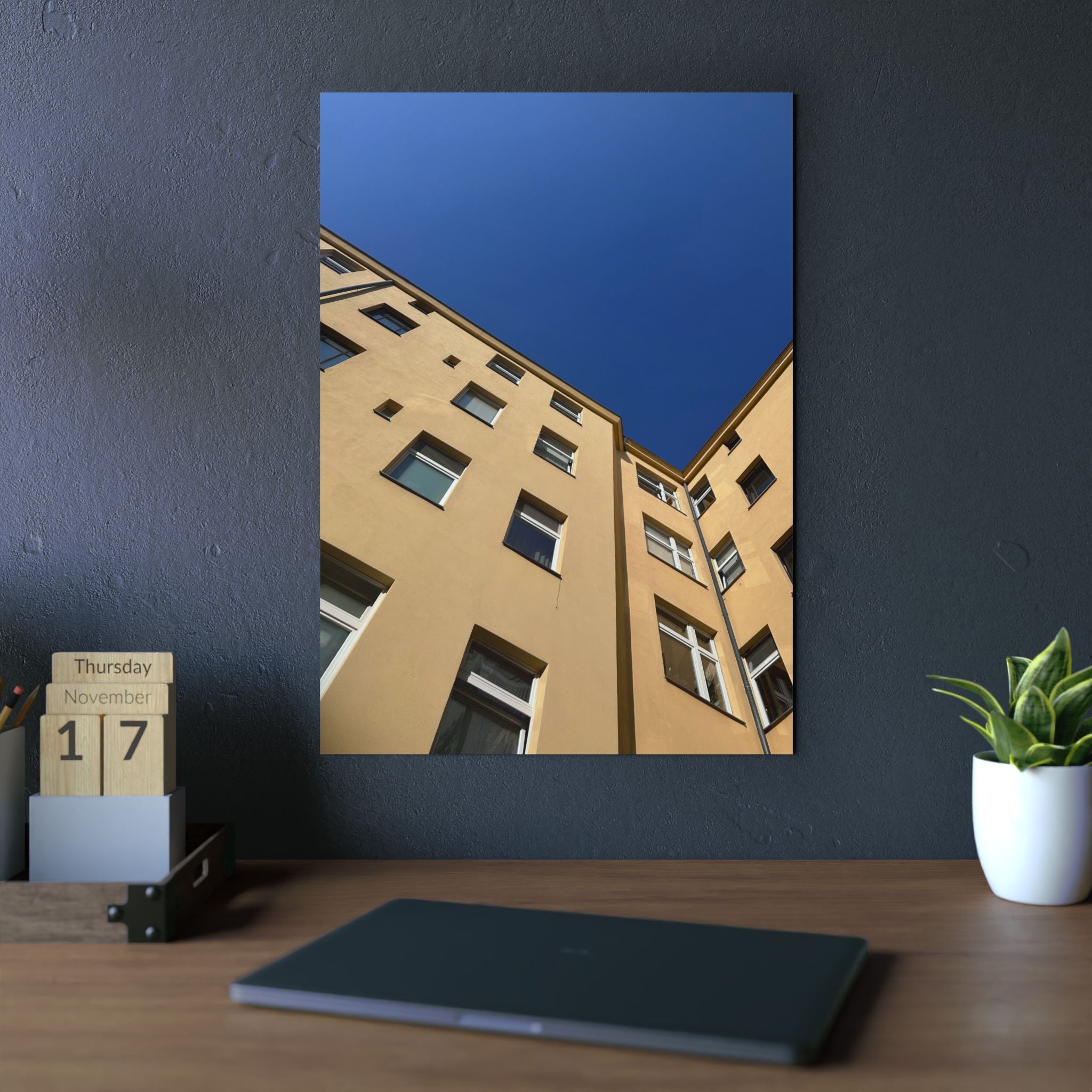 Aluminium Kunstdruck bluesky architecture