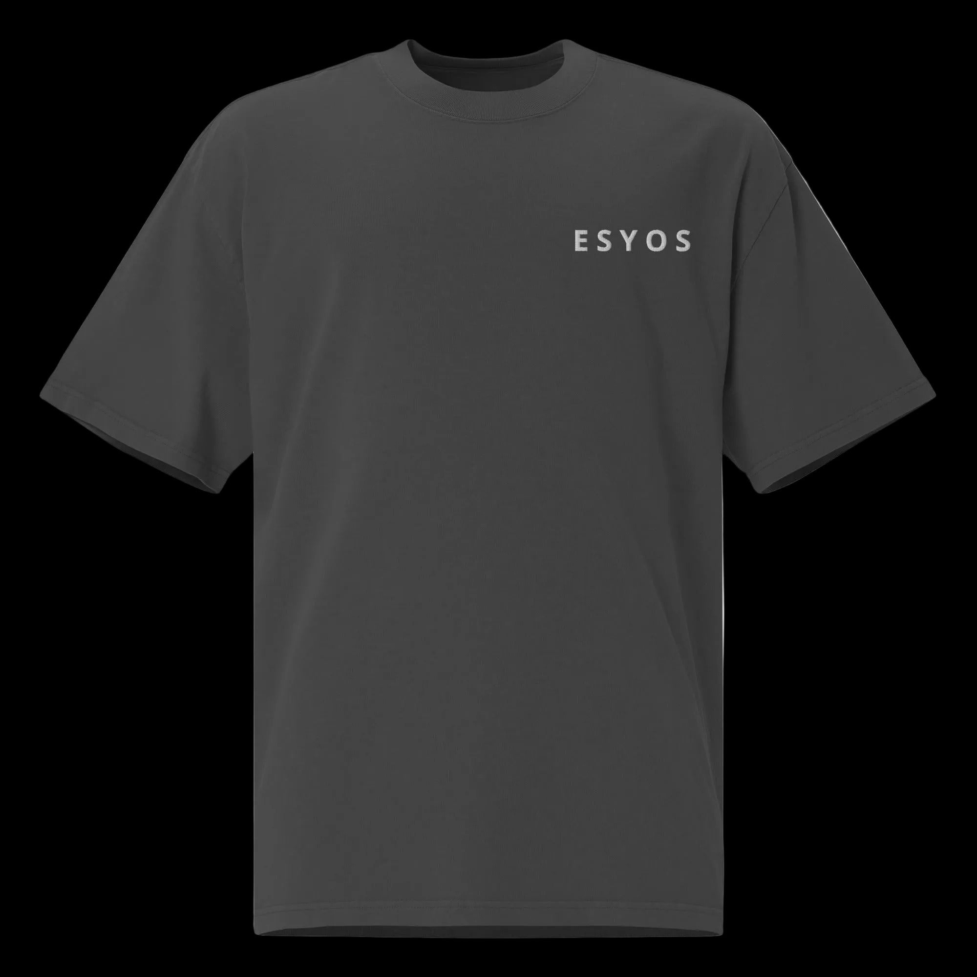 Tshirt schwarz, Esyos-Logo, Komplett-Ansicht
